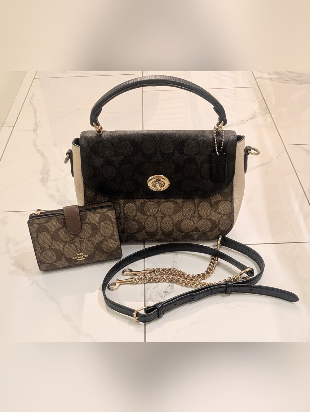 COACH Marlie Top Handle Satchel Set & Matching Corner Zip Wallet 🤎